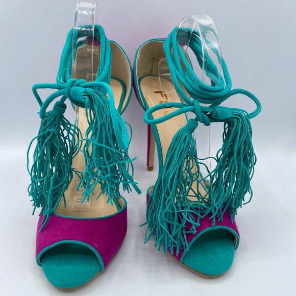 FSJ Women Peep Toe Ankle Strap Heels Sandals Stile - Picture 3 of 9